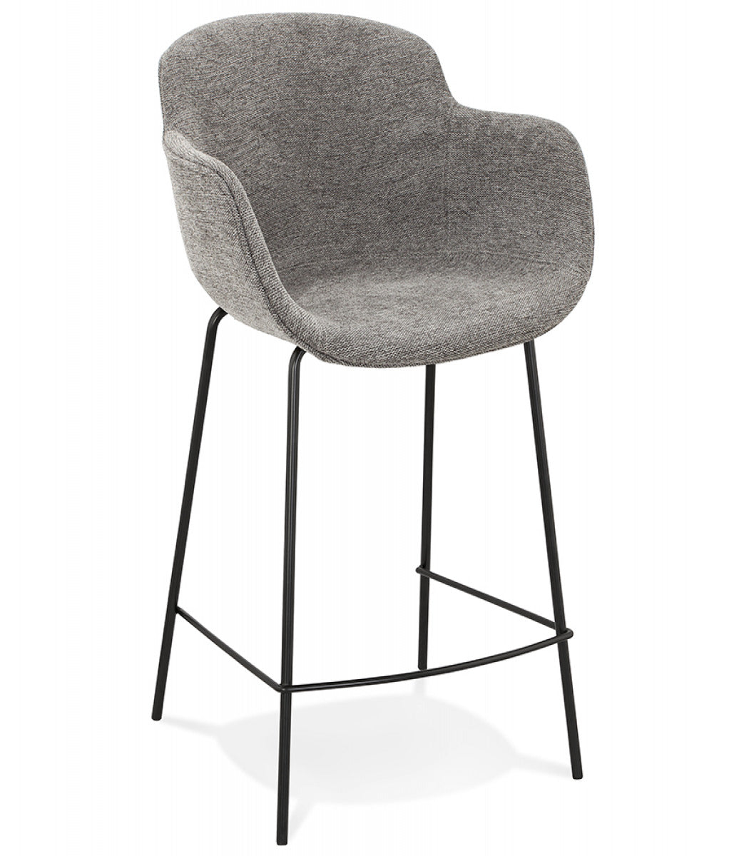 Tabouret snack mi-hauteur 'AMERICA MINI' en tissu gris foncé