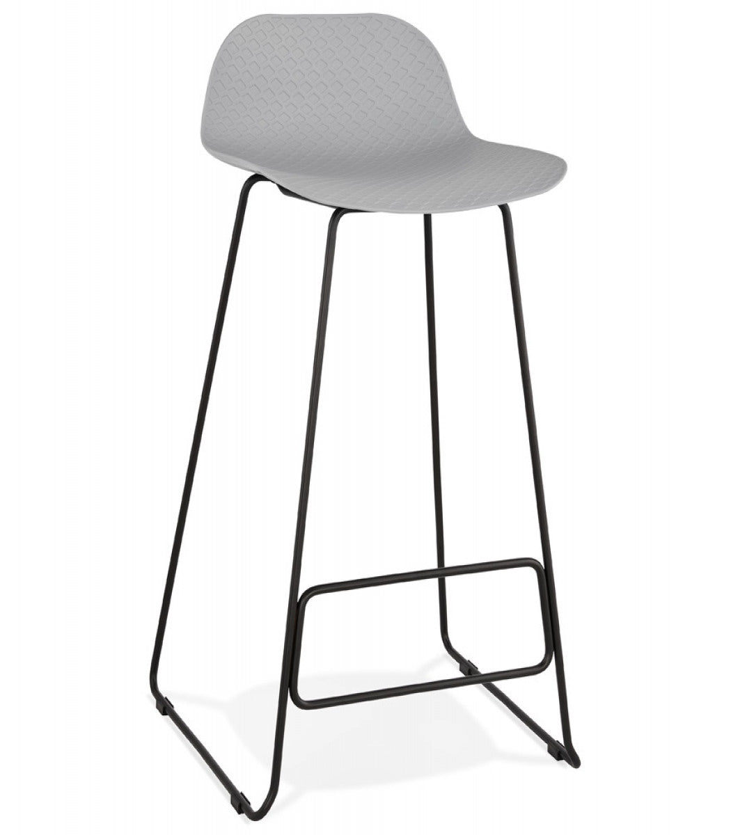 Tabouret de bar design 'BABYLOS' gris avec pieds en métal noir