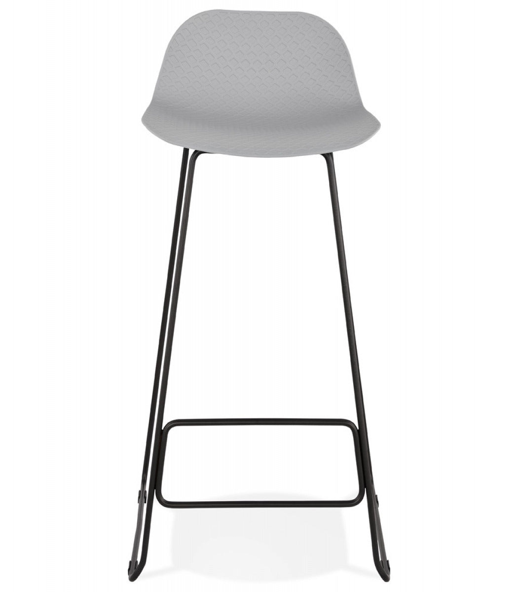 Tabouret de bar design 'BABYLOS' gris avec pieds en métal noir