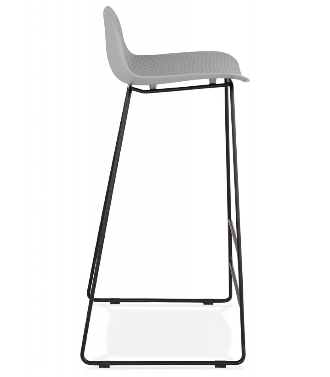 Tabouret de bar design 'BABYLOS' gris avec pieds en métal noir