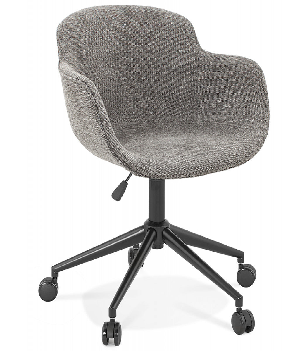 Chaise de bureau 'BACARI' en tissu gris foncé sur roulettes