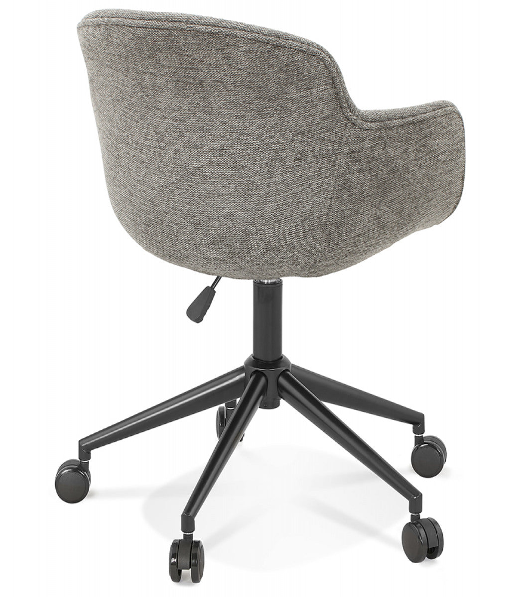 Chaise de bureau 'BACARI' en tissu gris foncé sur roulettes