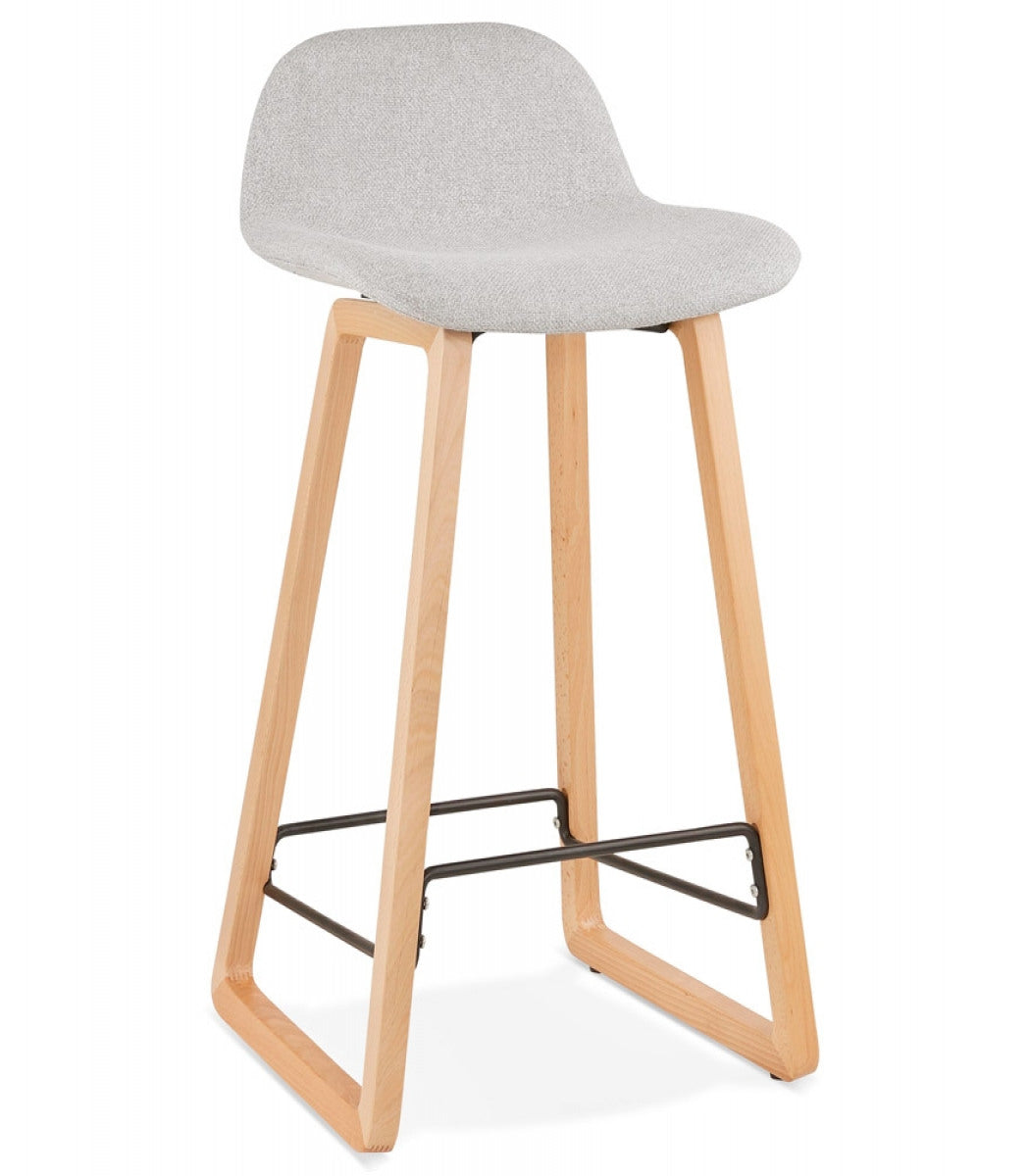 Tabouret snack mi-hauteur scandinave 'BALTIK MINI' en tissu gris clair