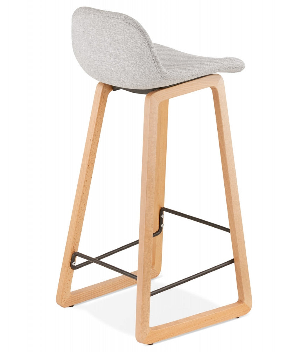 Tabouret snack mi-hauteur scandinave 'BALTIK MINI' en tissu gris clair