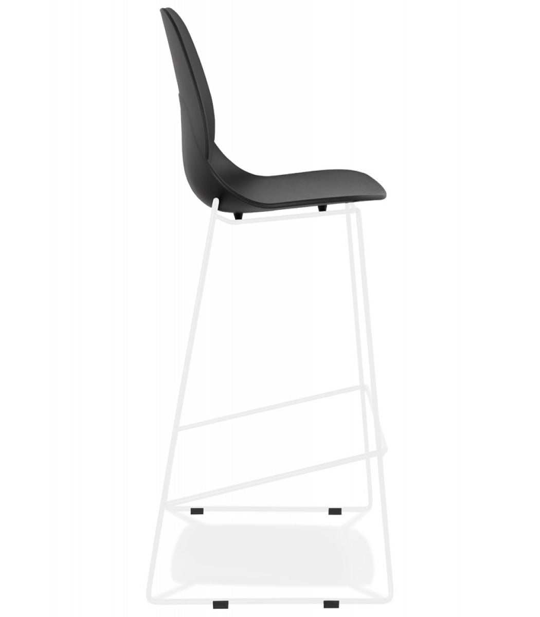 Tabouret de bar design empilable 'BERLIN' noir avec pied en métal blanc