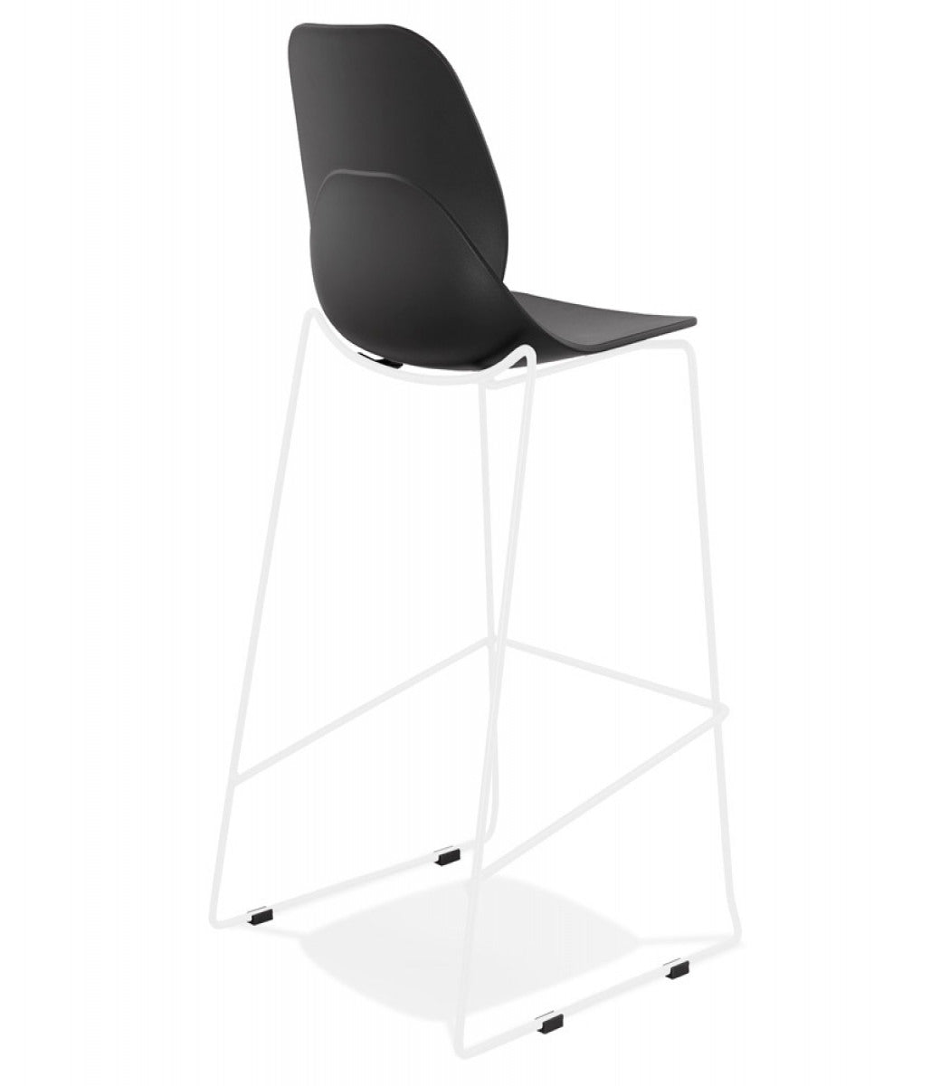 Tabouret de bar design empilable 'BERLIN' noir avec pied en métal blanc