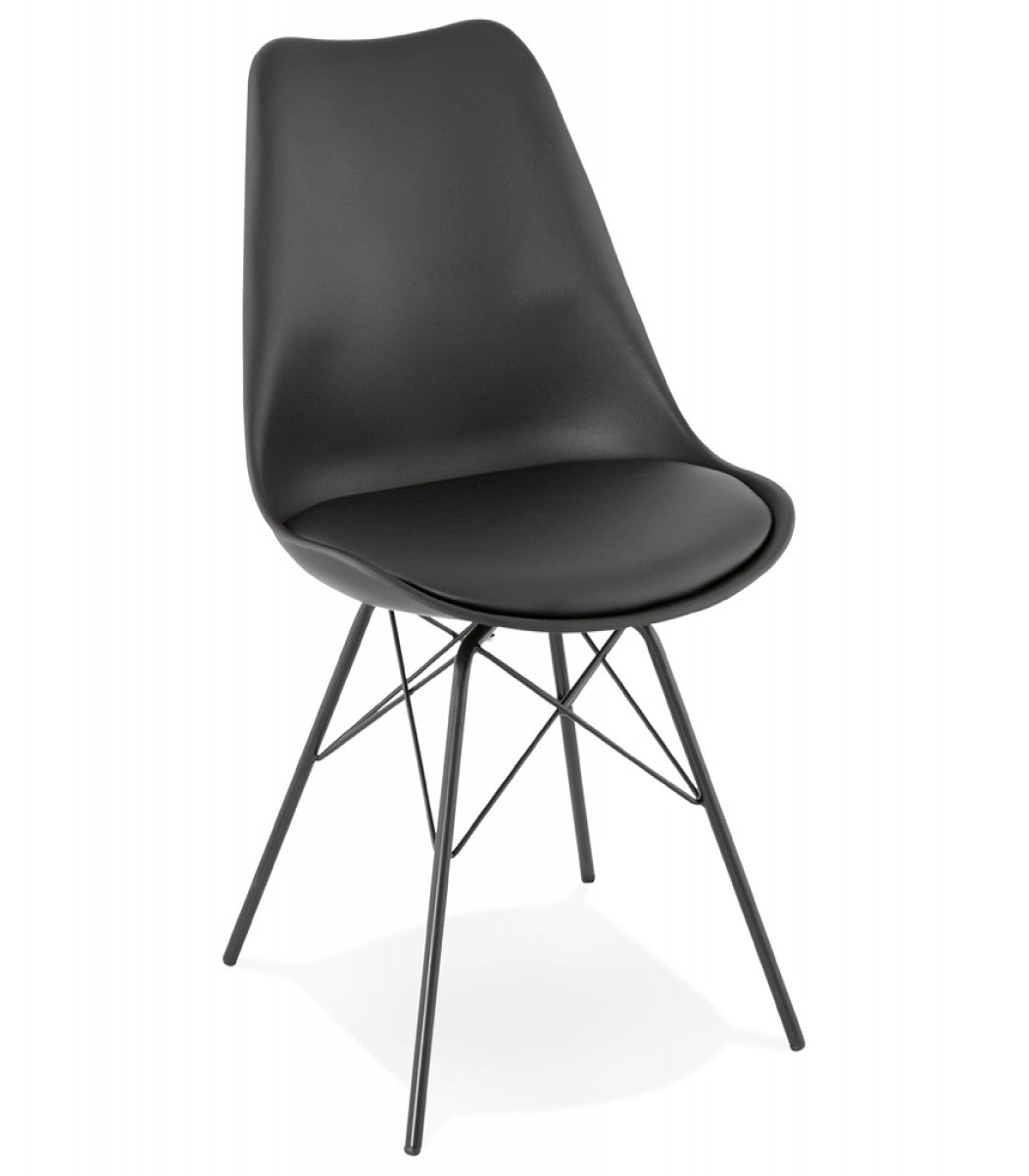 Chaise design 'BYBLOS' noire style industriel