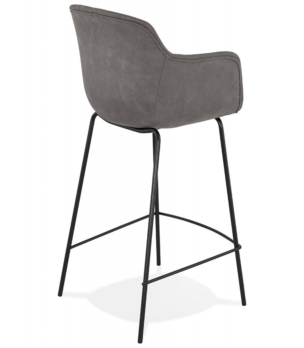 Tabouret snack mi-hauteur 'CALVIN MINI' en microfibre grise foncée
