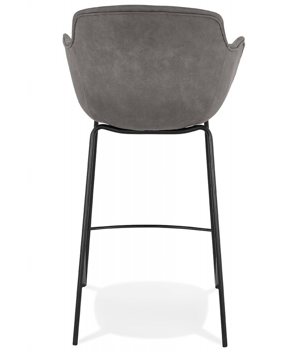 Tabouret snack mi-hauteur 'CALVIN MINI' en microfibre grise foncée