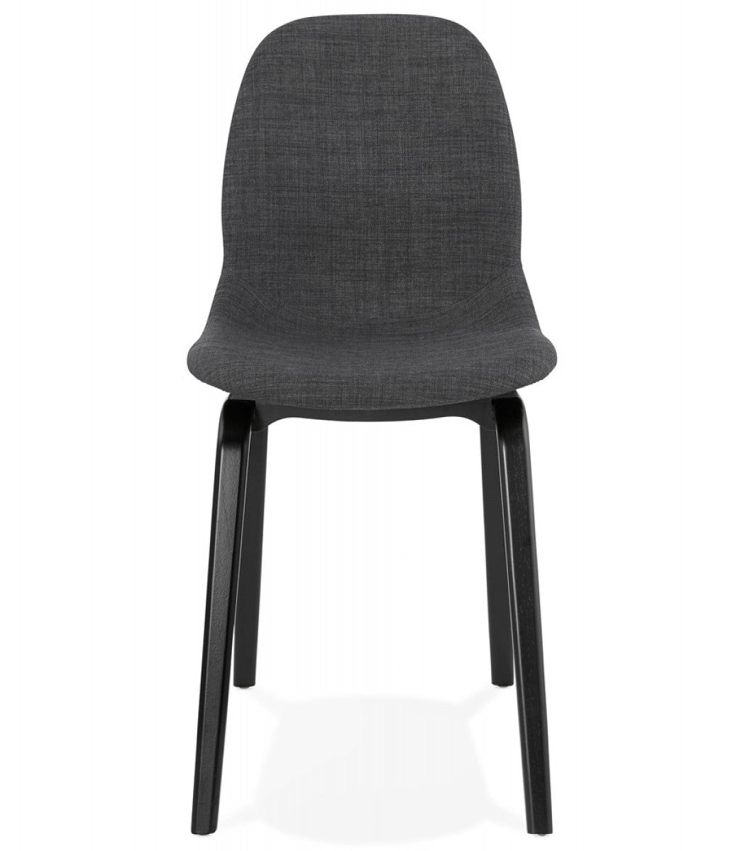 Chaise de salle à manger 'CELTIK' en tissu gris et pieds en bois noir