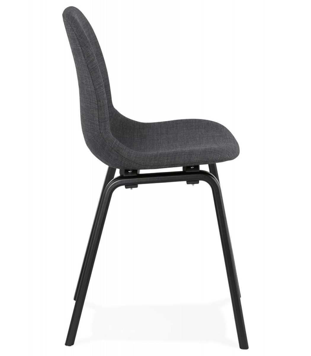 Chaise de salle à manger 'CELTIK' en tissu gris et pieds en bois noir