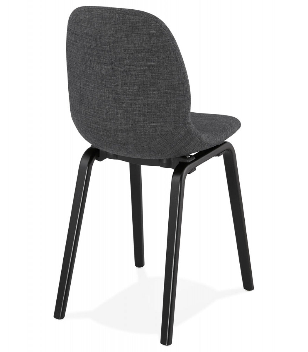 Chaise de salle à manger 'CELTIK' en tissu gris et pieds en bois noir
