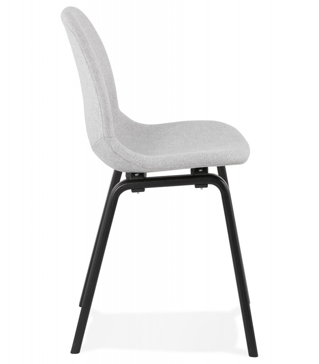 Chaise de salle à manger 'CELTIK' en tissu gris clair et pieds en bois noir