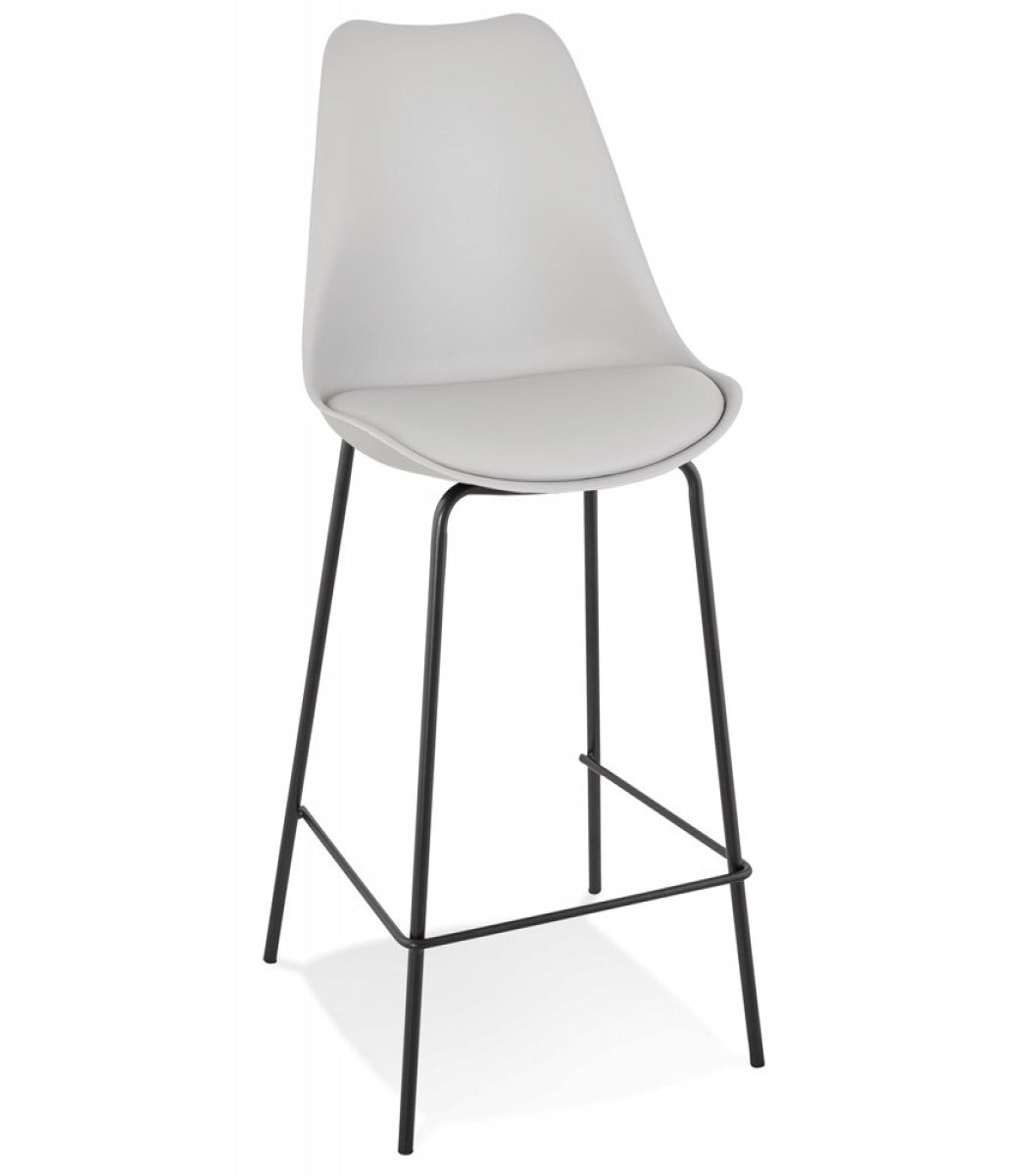 Tabouret snack mi-hauteur 'LEMON MINI' gris avec pied en métal noir
