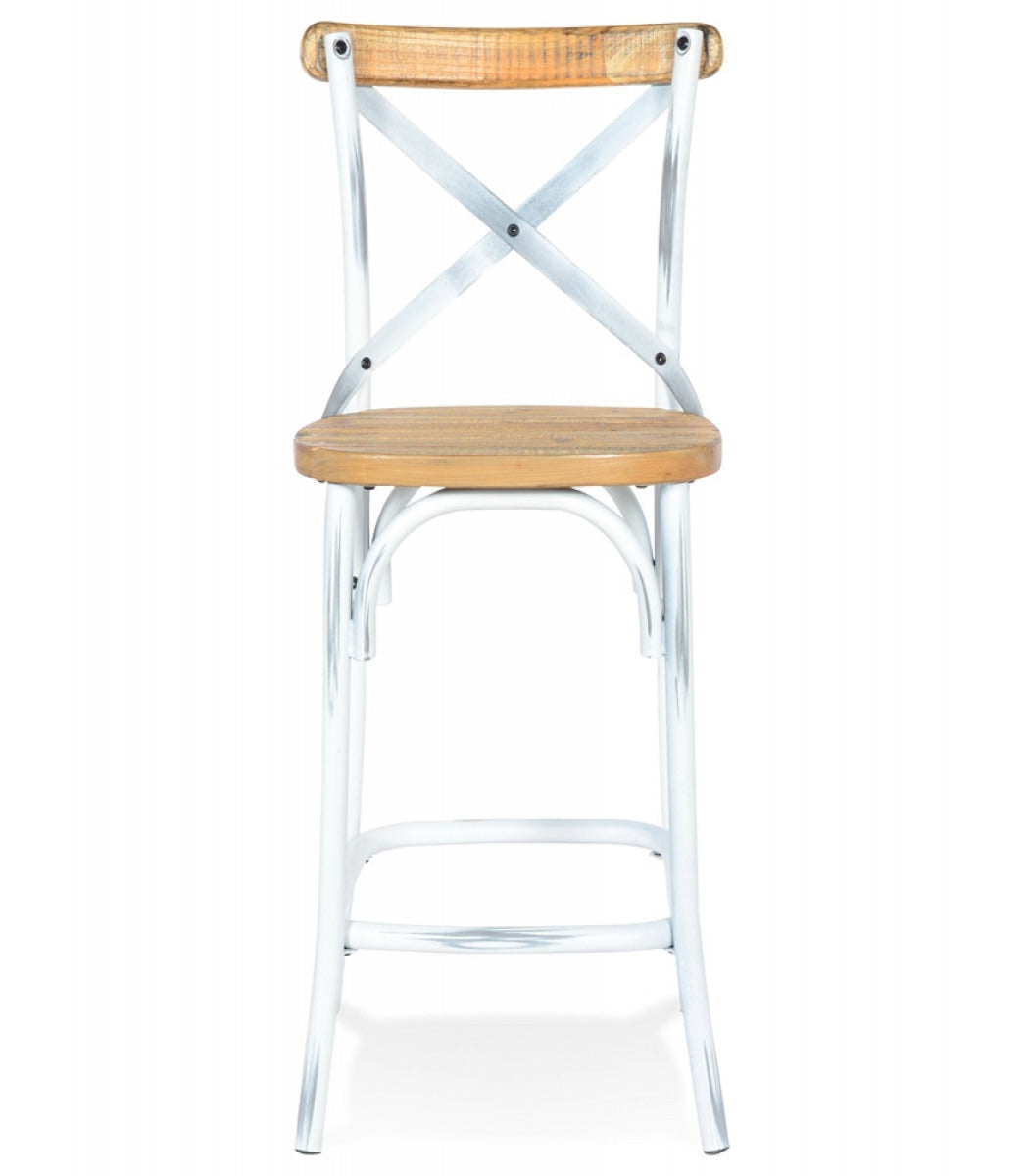 Tabouret snack mi-hauteur 'COTTAGE MINI' en bois finition Noyer effet vieilli