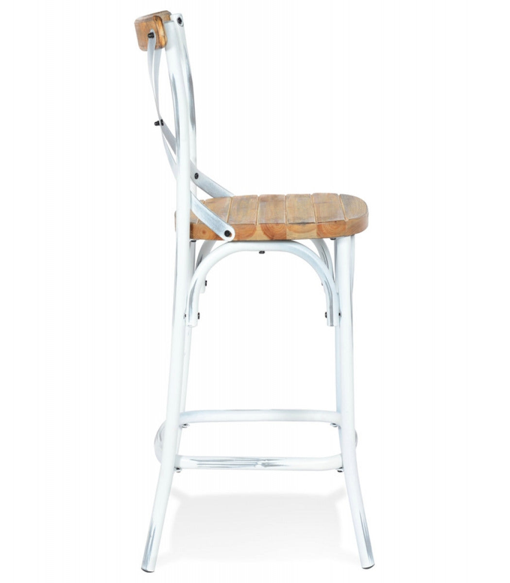 Tabouret snack mi-hauteur 'COTTAGE MINI' en bois finition Noyer effet vieilli