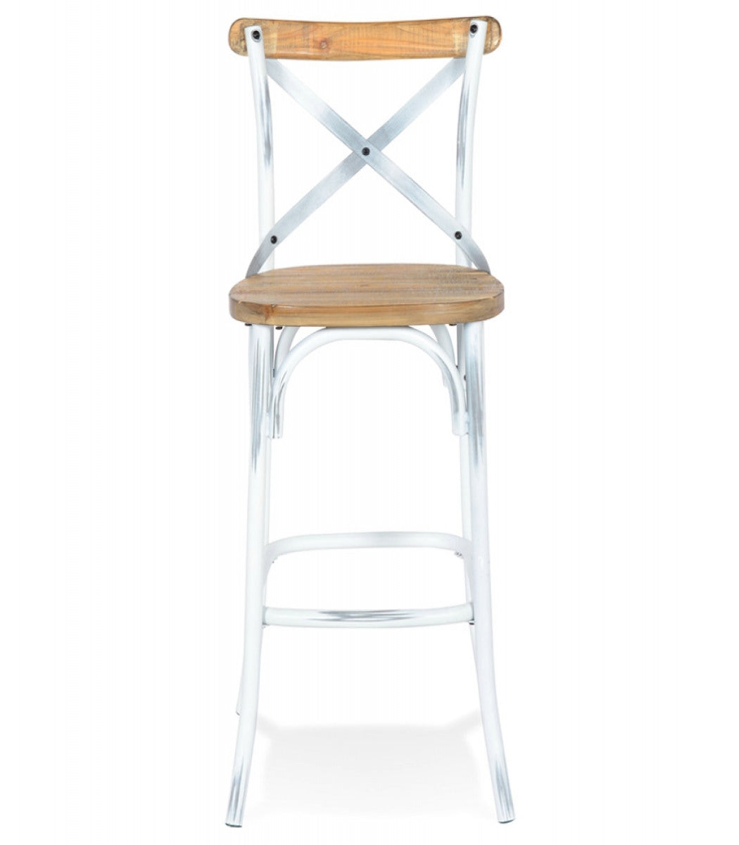 Tabouret de bar 'COTTAGE' en bois finition Noyer effet vieilli