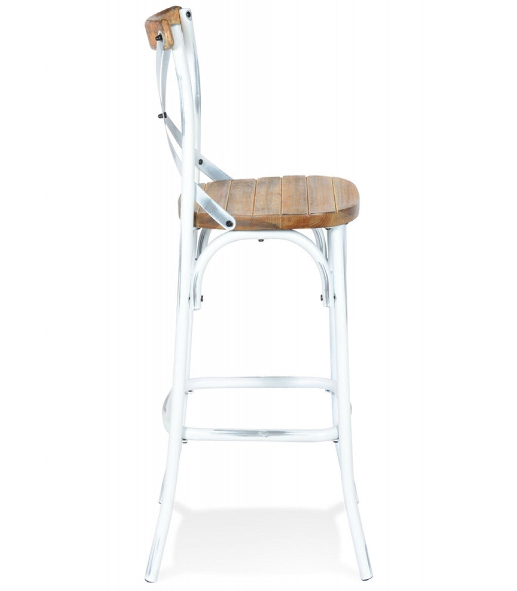 Tabouret de bar 'COTTAGE' en bois finition Noyer effet vieilli