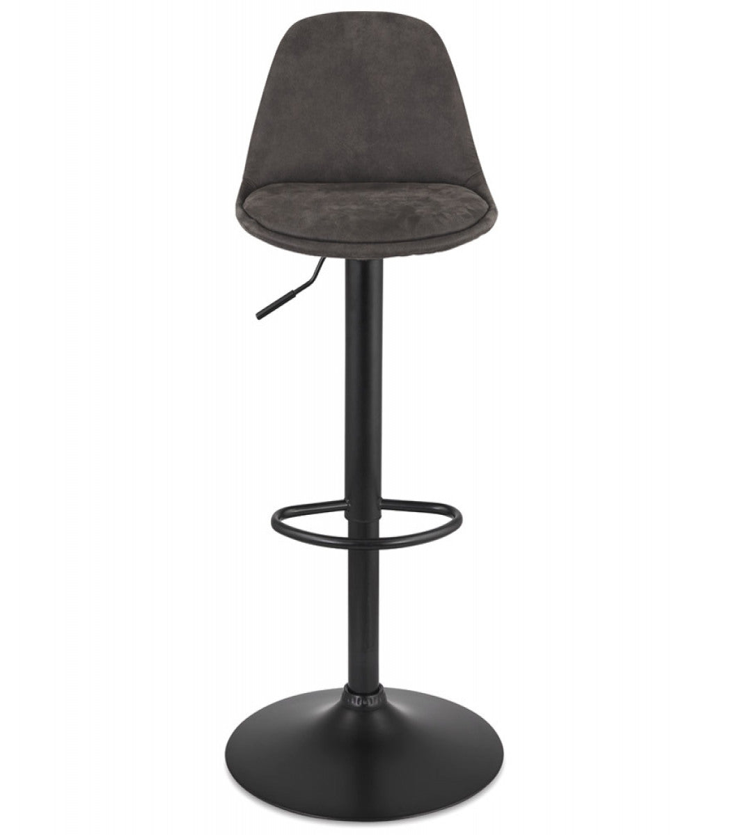 Tabouret réglable 'CROUPION' en microfibre gris foncé et pied en métal noir