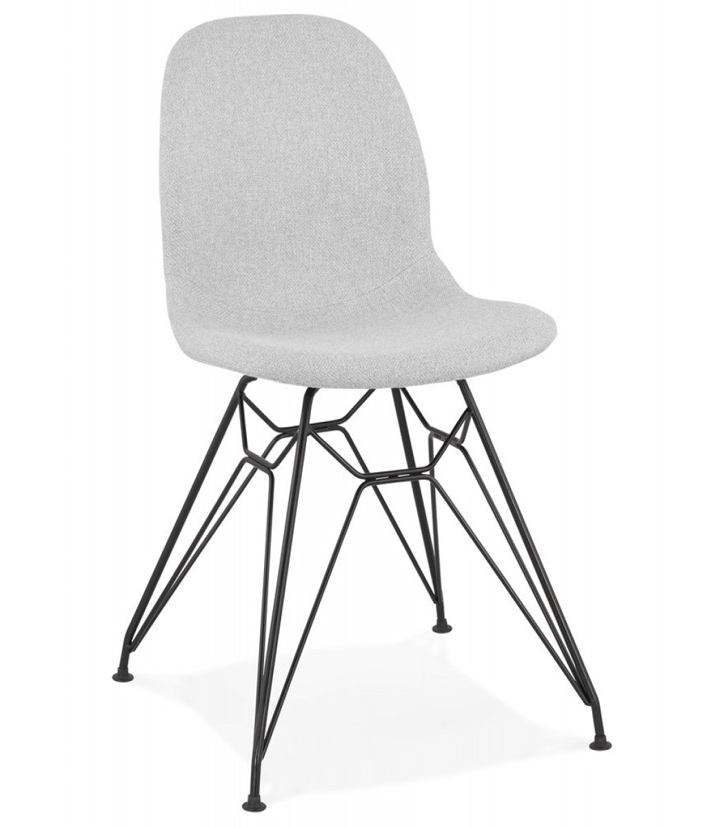 Chaise design 'DECLIK' grise claire avec pieds en métal noir