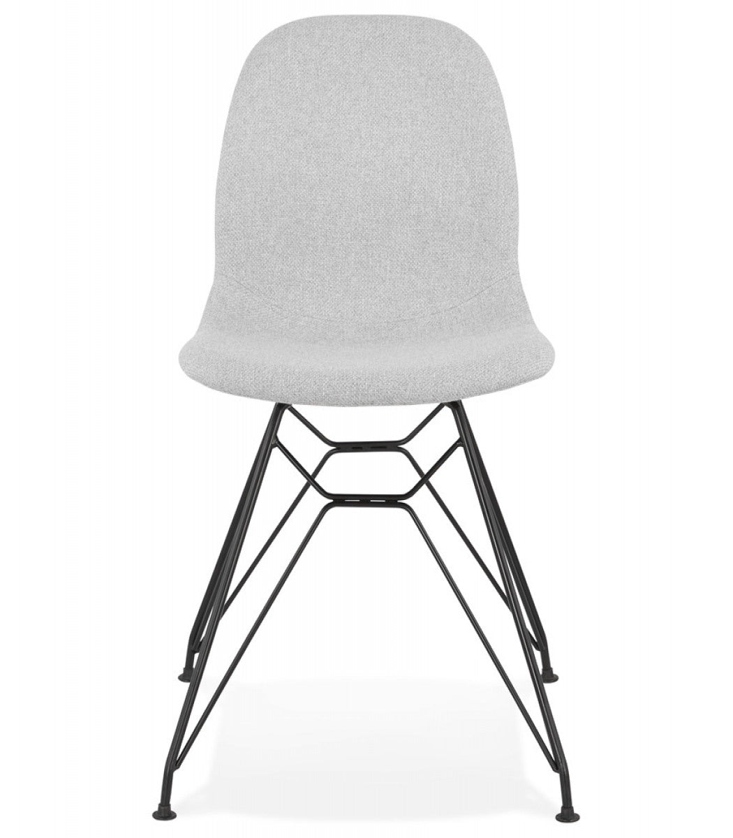 Chaise design 'DECLIK' grise claire avec pieds en métal noir