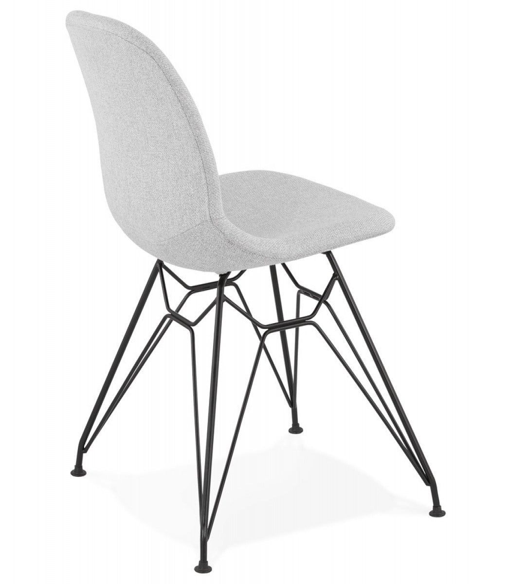 Chaise design 'DECLIK' grise claire avec pieds en métal noir
