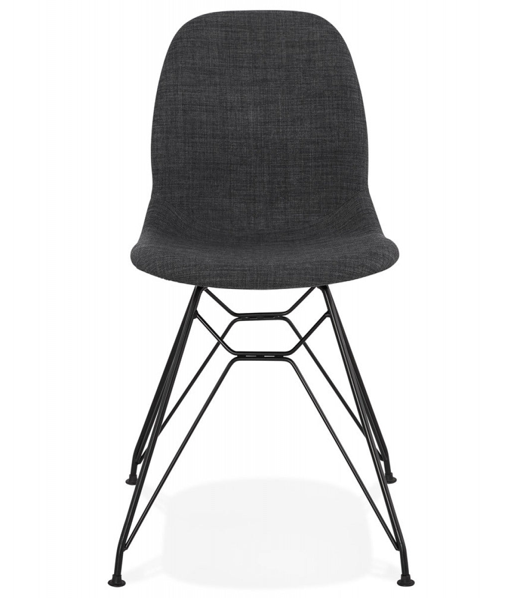 Chaise design 'DECLIK' gris foncé avec pieds en métal noir