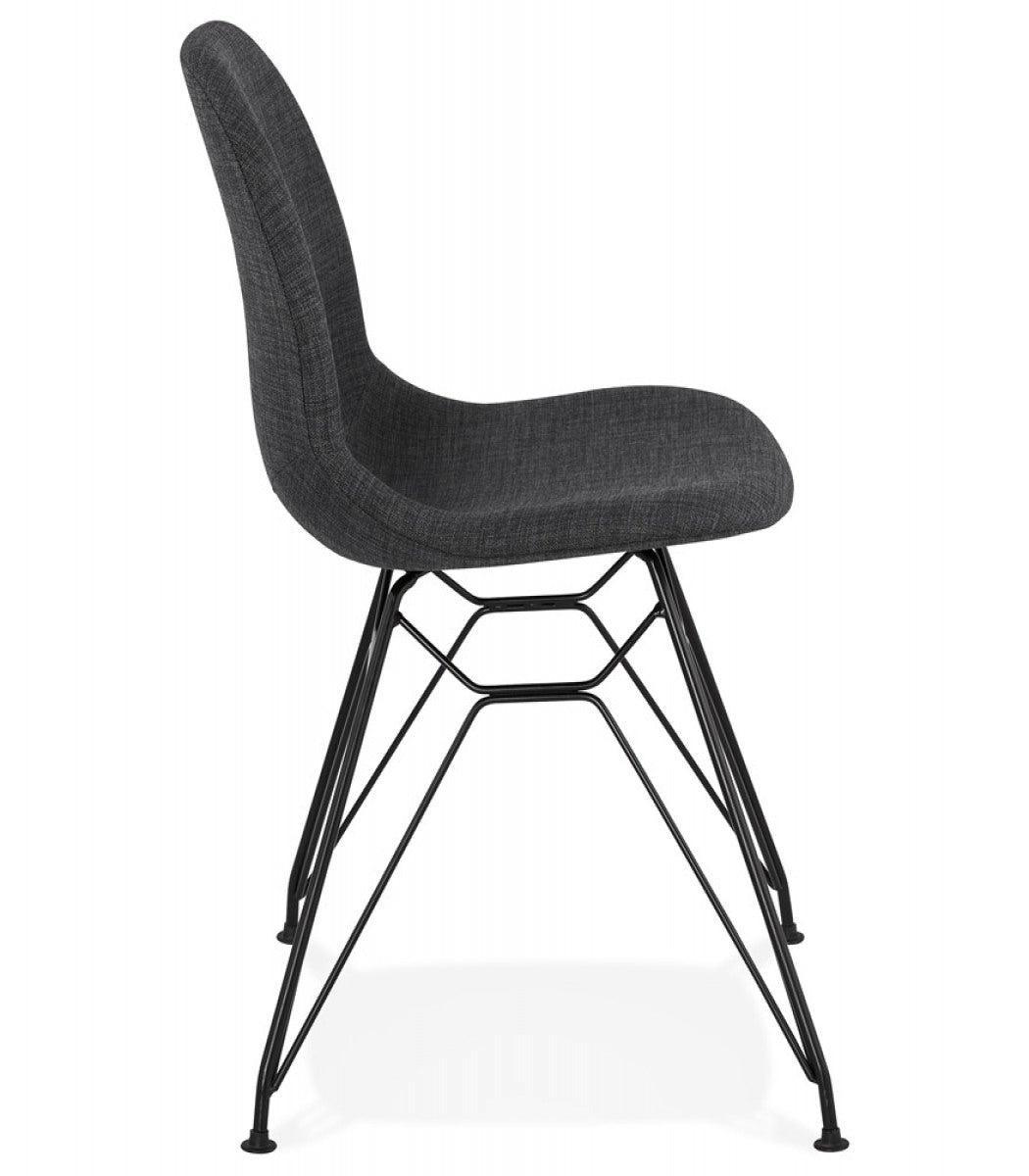 Chaise design 'DECLIK' gris foncé avec pieds en métal noir