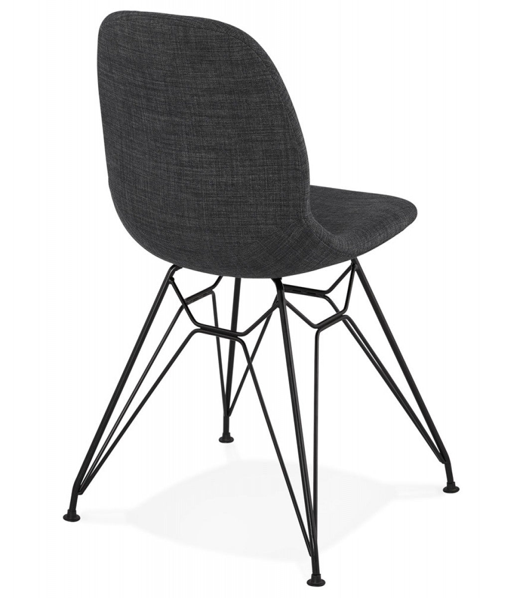 Chaise design 'DECLIK' gris foncé avec pieds en métal noir