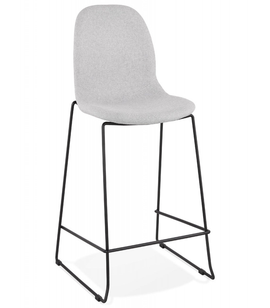 Tabouret snack mi-hauteur 'EKTOR MINI' en tissu gris clair empilable