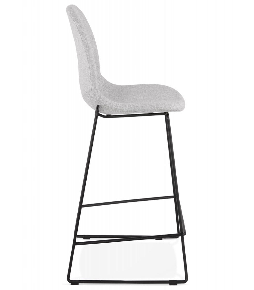 Tabouret snack mi-hauteur 'EKTOR MINI' en tissu gris clair empilable
