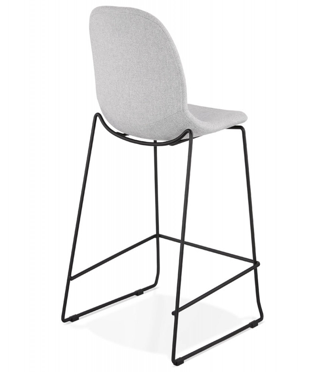 Tabouret snack mi-hauteur 'EKTOR MINI' en tissu gris clair empilable