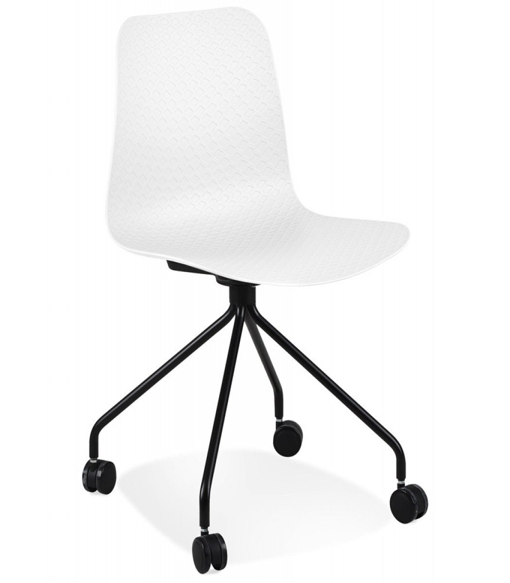 Chaise design de bureau 'EVORA' blanche sur roulettes
