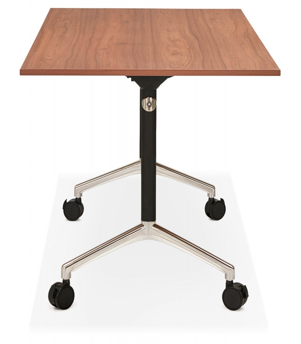 Bureau pliable 'FLEXO' sur roulettes en bois finition Noyer - 140x70 cm
