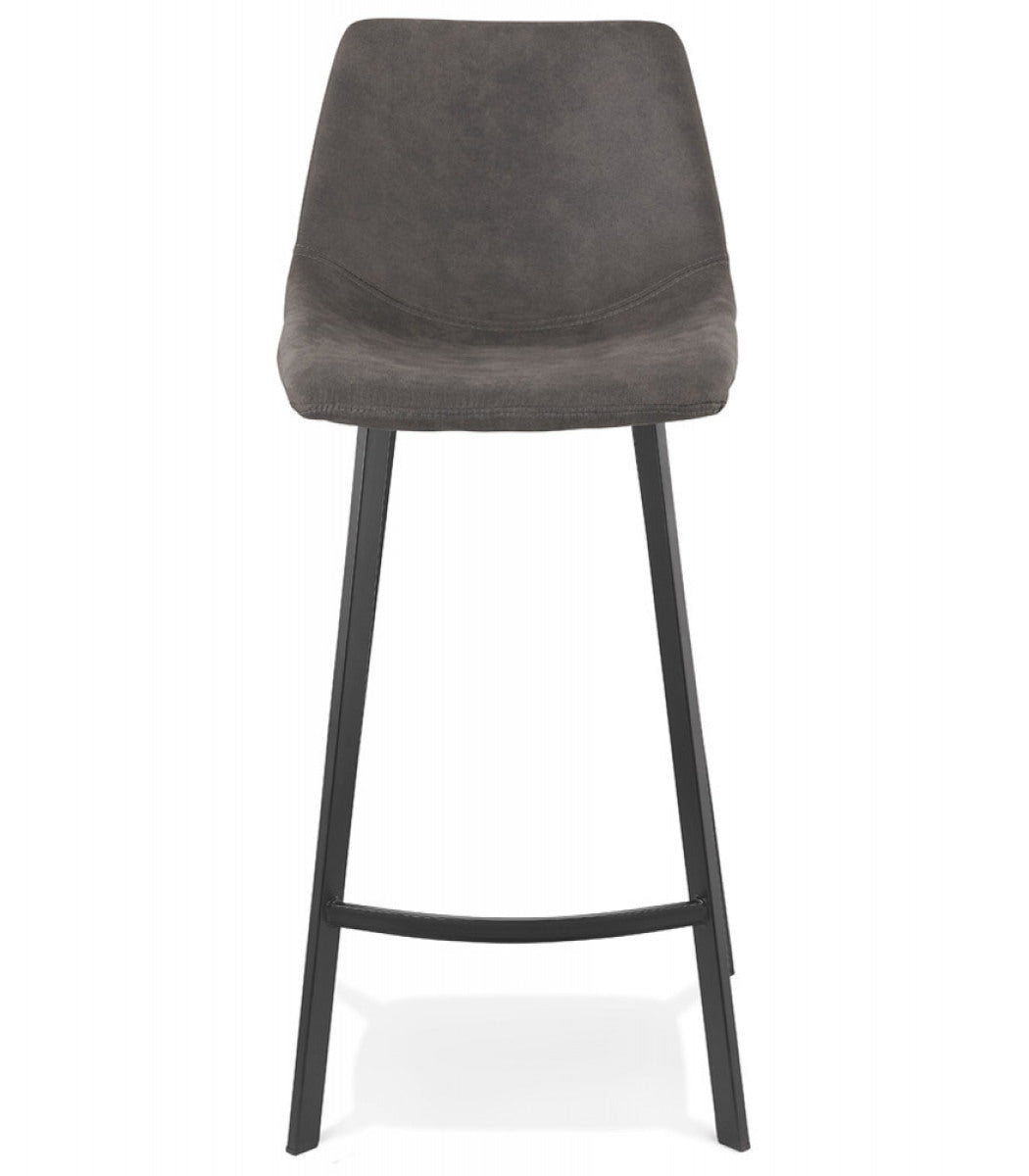 Tabouret snack mi-hauteur 'FUJI MINI' en microfibre gris foncé avec pied en métal noir