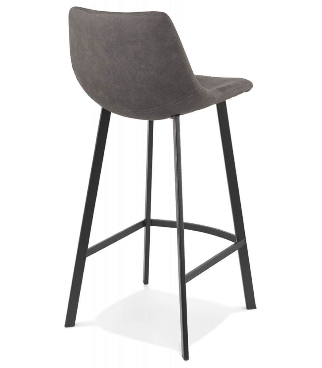 Tabouret snack mi-hauteur 'FUJI MINI' en microfibre gris foncé avec pied en métal noir