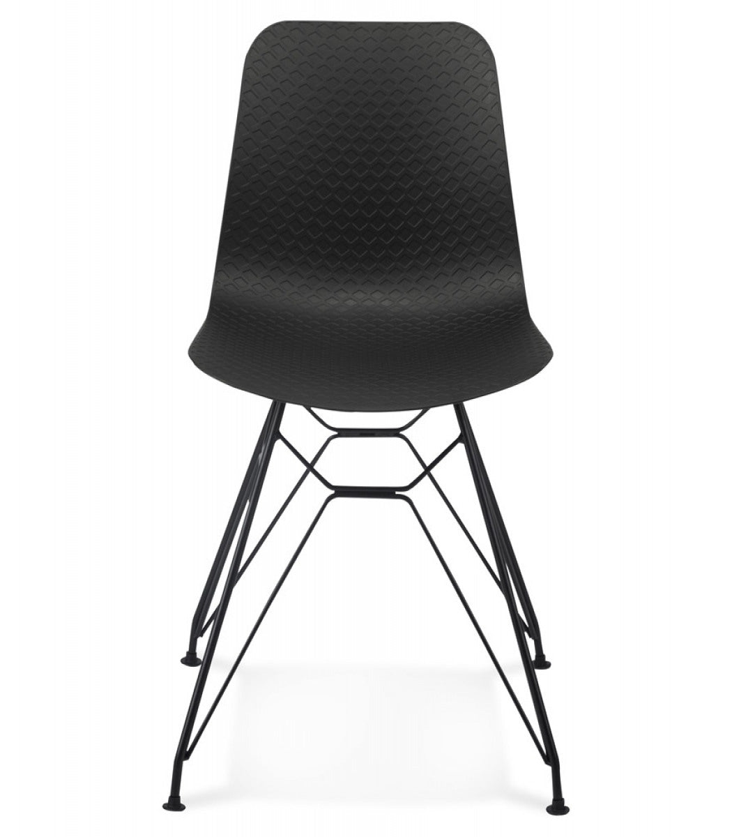 Chaise design 'GAUDY' noire style industriel avec pied en métal noir