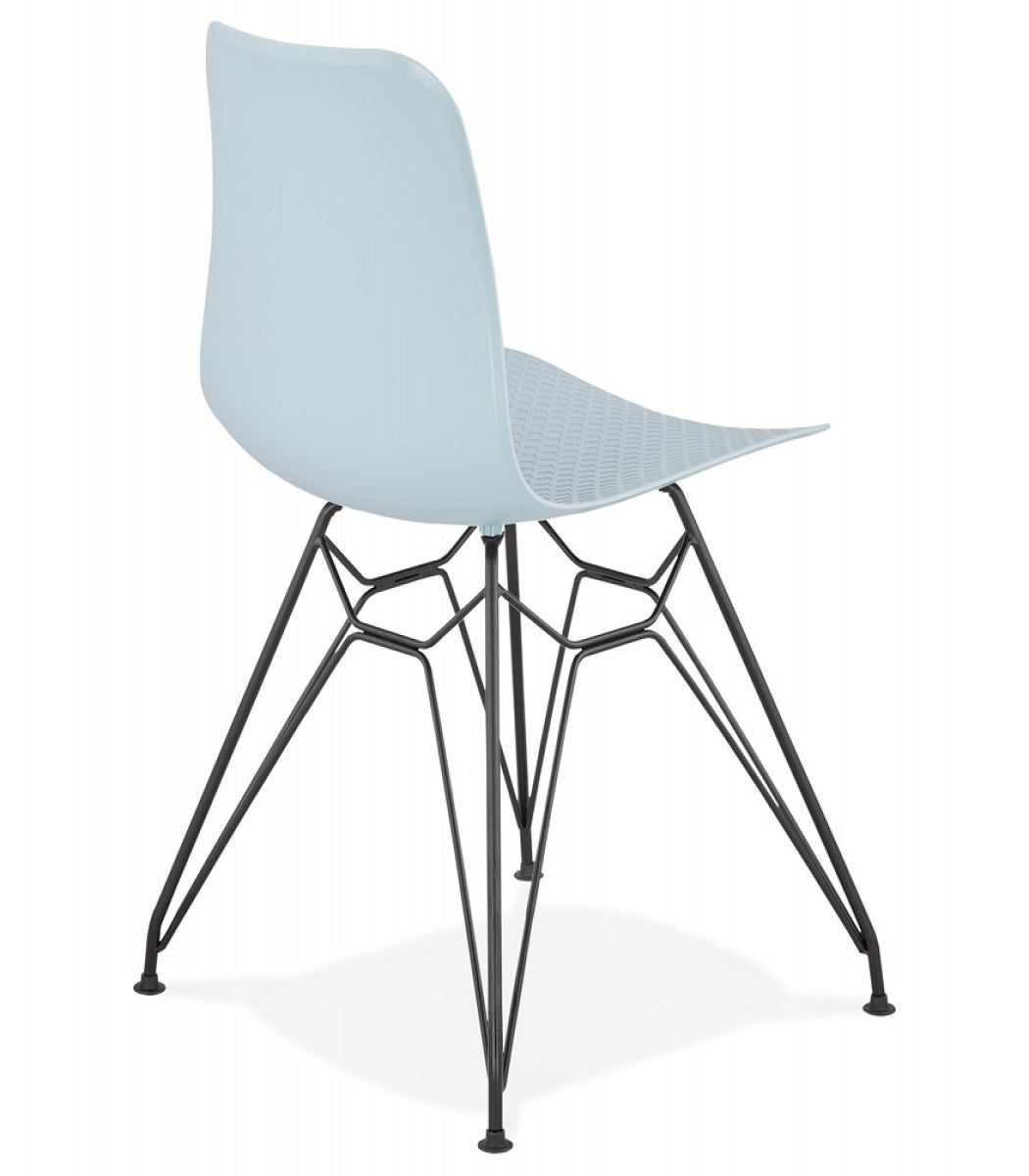 Chaise design 'GAUDY' bleue style industriel avec pied en métal noir
