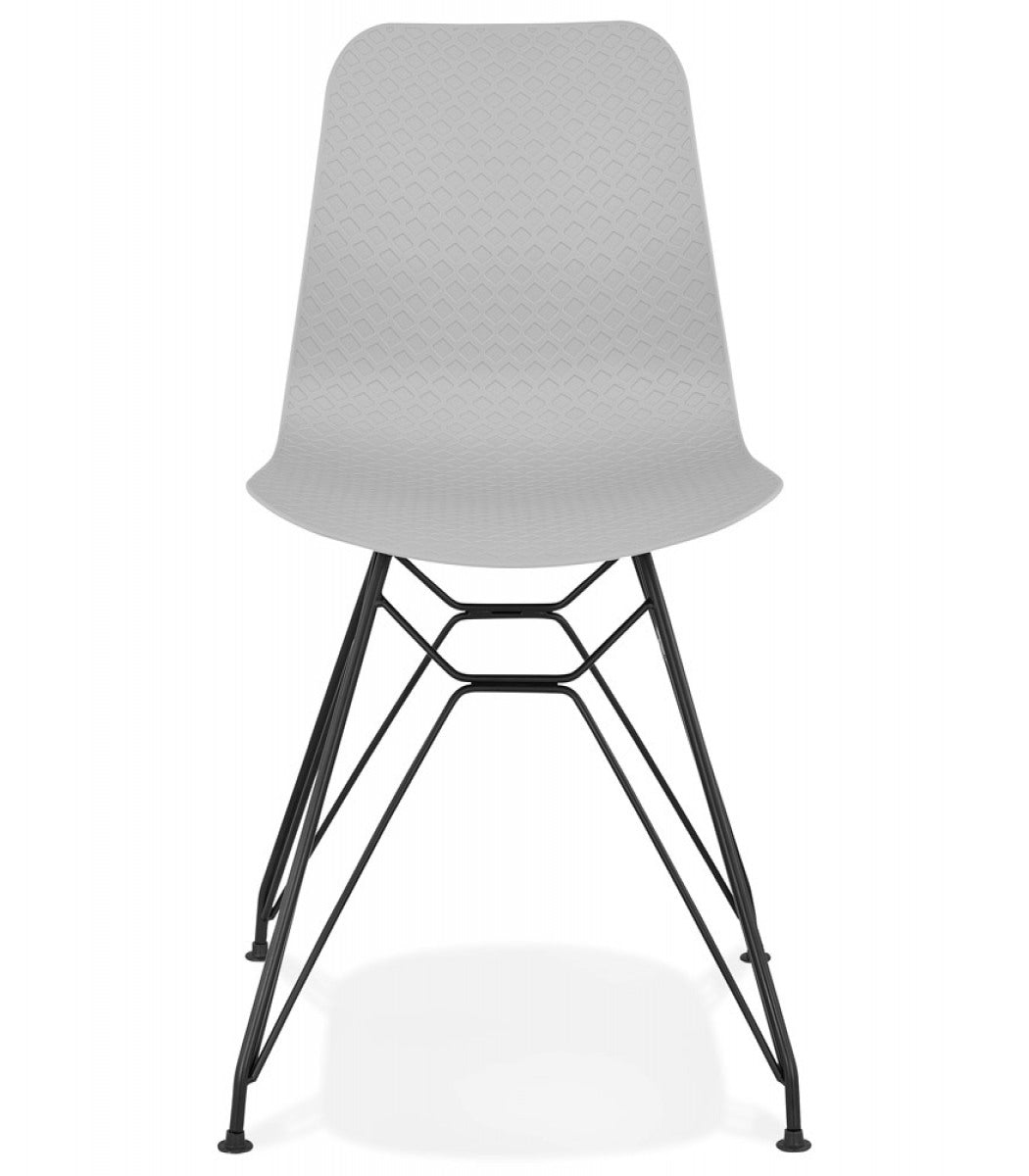 Chaise design 'GAUDY' grise style industriel avec pied en métal noir