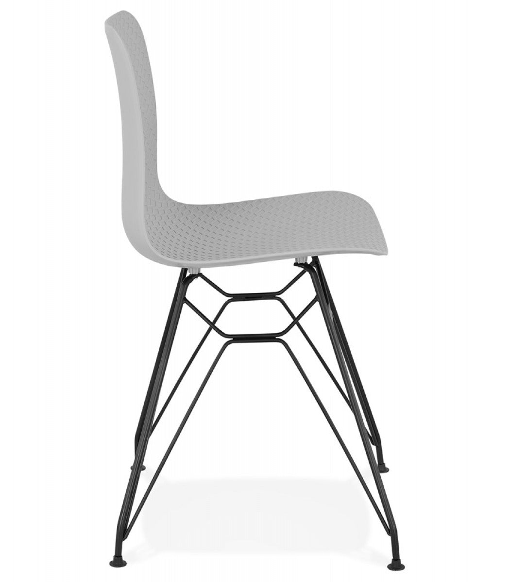 Chaise design 'GAUDY' grise style industriel avec pied en métal noir