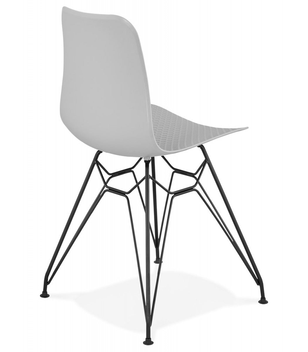 Chaise design 'GAUDY' grise style industriel avec pied en métal noir