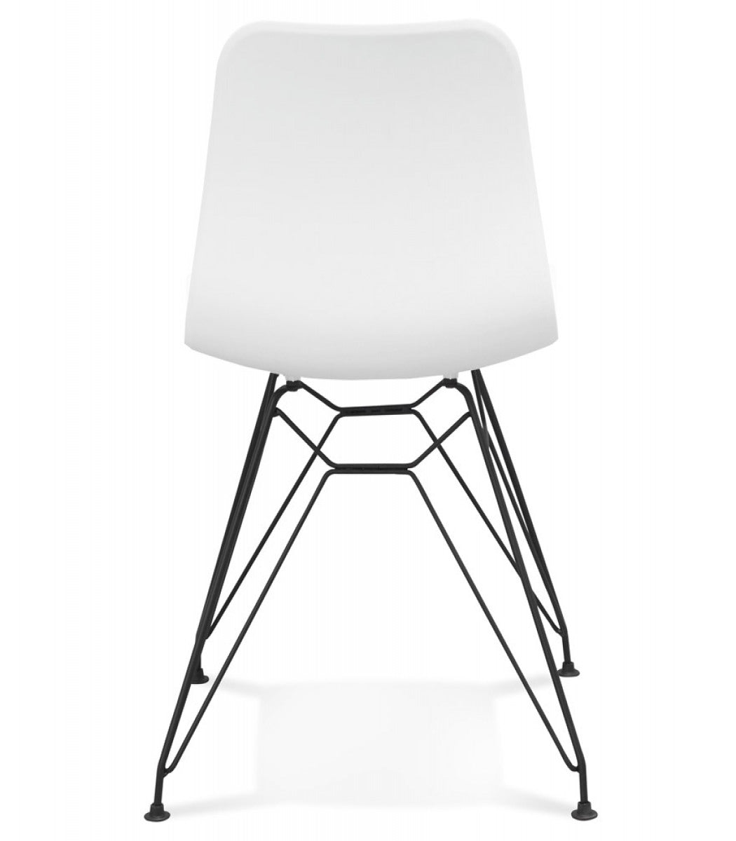 Chaise design 'GAUDY' blanche style industriel avec pied en métal noir