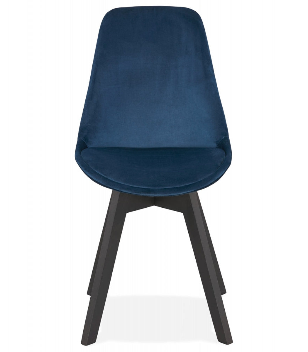 Chaise en velours bleu 'JOE' avec structure en bois noir
