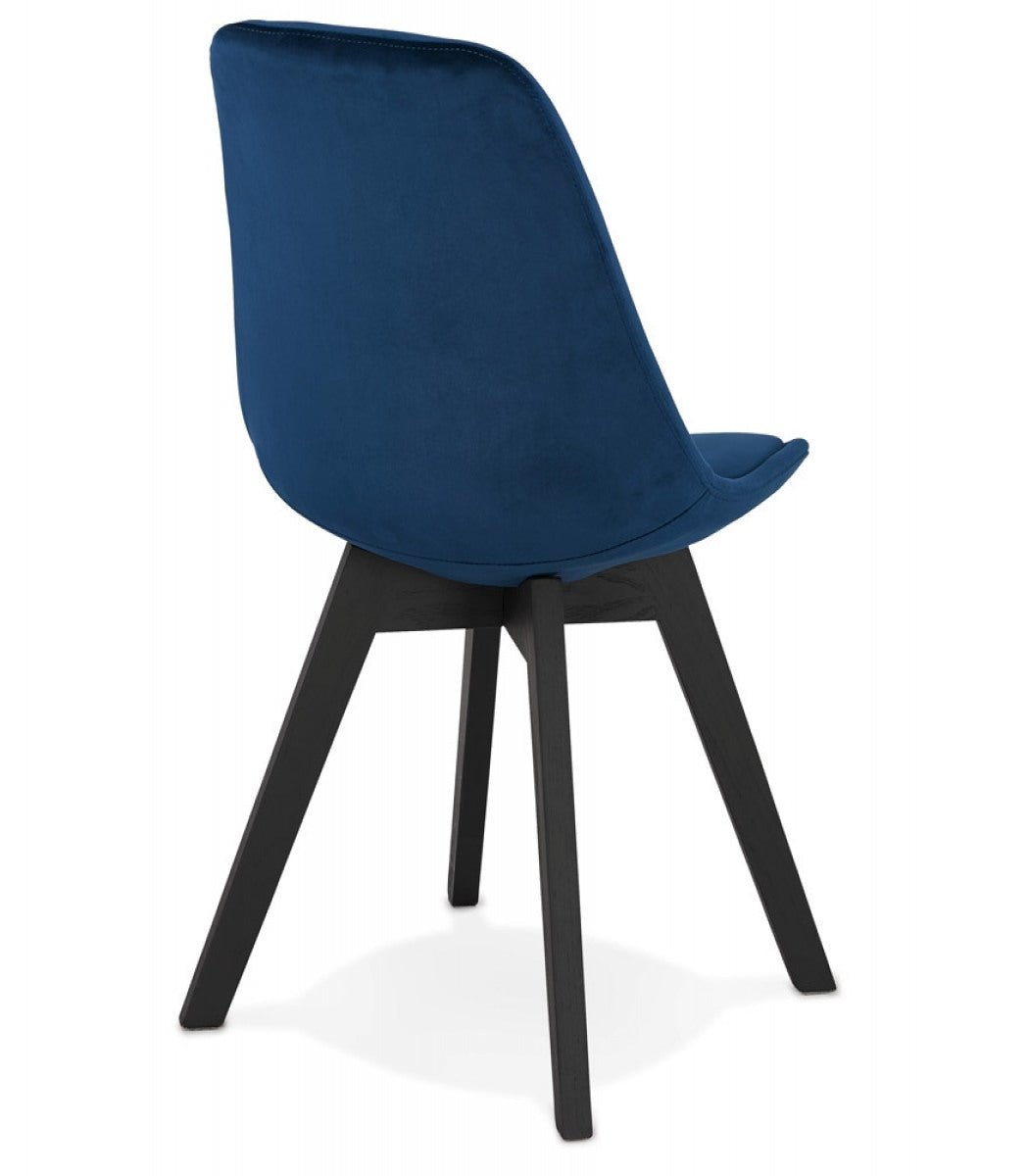 Chaise en velours bleu 'JOE' avec structure en bois noir