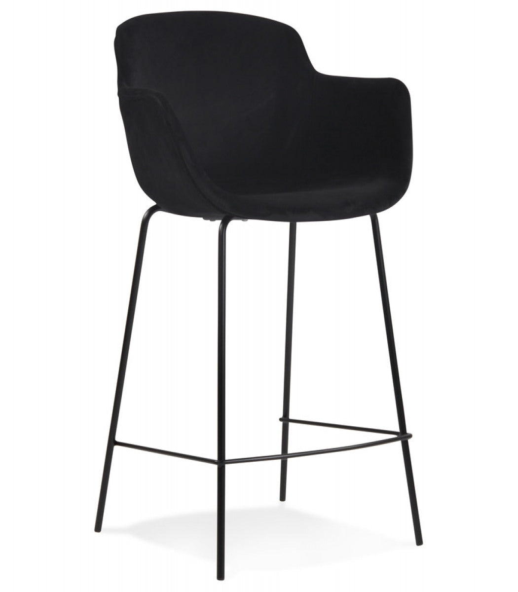 Tabouret snack mi-hauteur 'LARISSA MINI' en velours noir