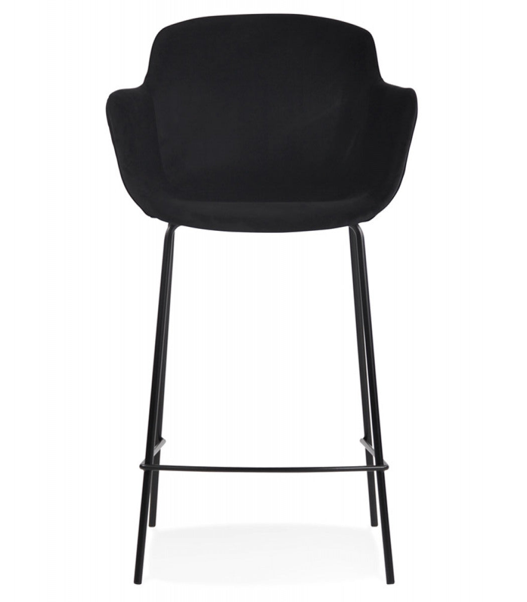 Tabouret snack mi-hauteur 'LARISSA MINI' en velours noir
