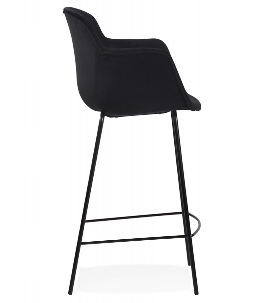 Tabouret snack mi-hauteur 'LARISSA MINI' en velours noir
