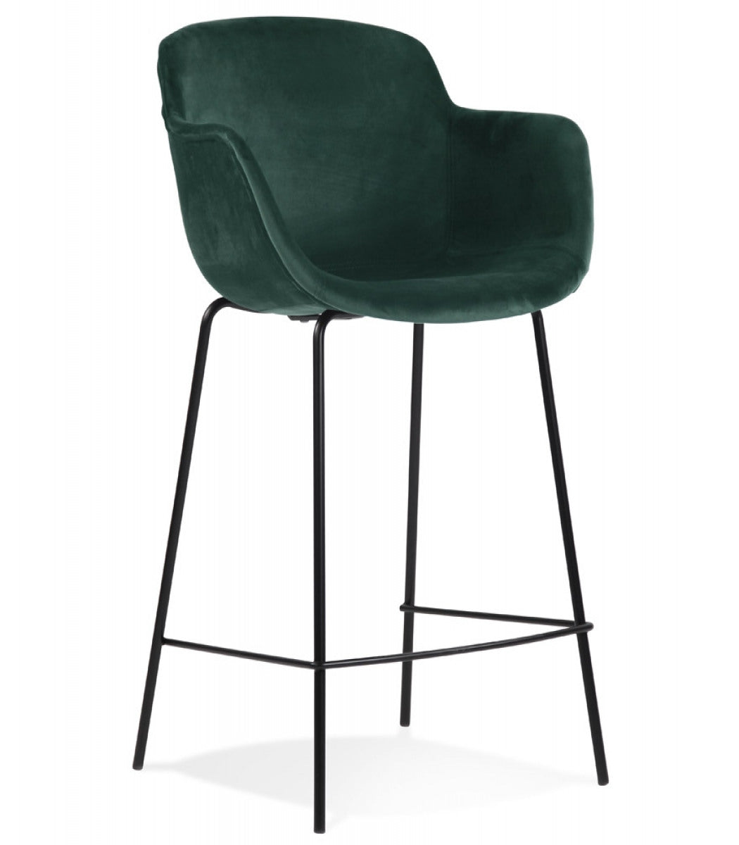 Tabouret snack mi-hauteur 'LARISSA MINI' en velours vert