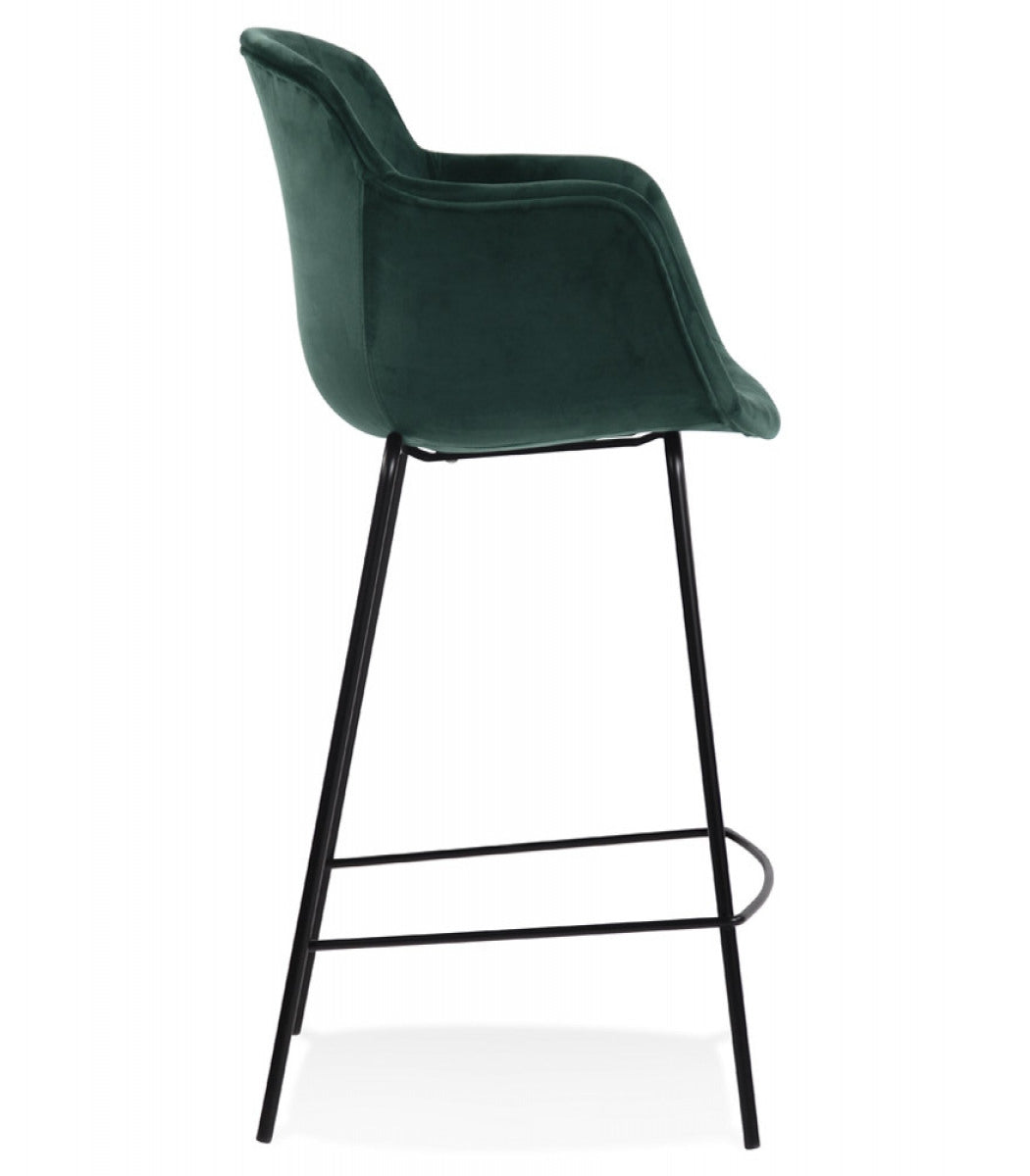 Tabouret snack mi-hauteur 'LARISSA MINI' en velours vert