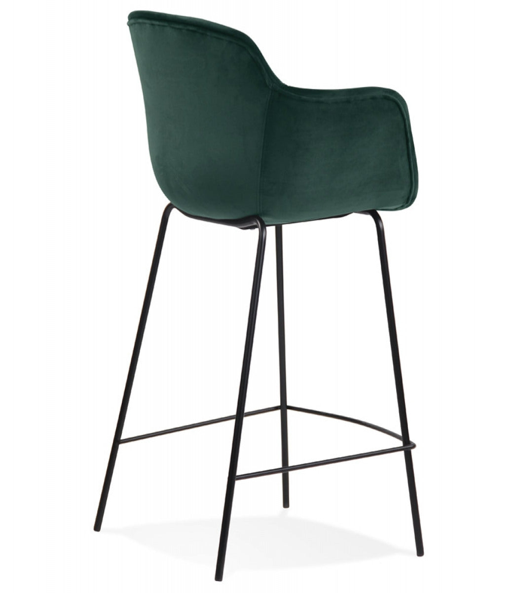 Tabouret snack mi-hauteur 'LARISSA MINI' en velours vert
